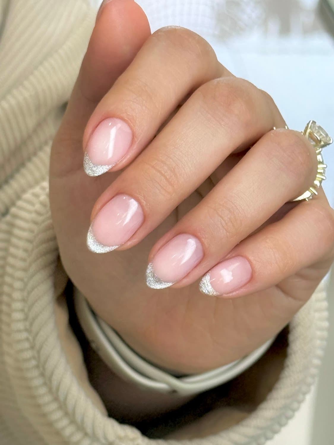 Pink and white manicure